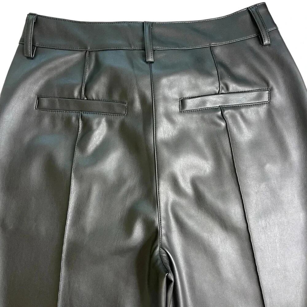 NA-KD Vegan Faux Leather PU High Rise Cropped Pants in Black Size EU 36 | US 6 - Picture 7 of 13